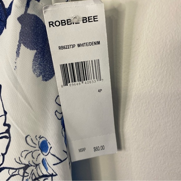 Signature by Robbie Lee Blue Floral Sleeveless Ruffles Flowy Maxi Dress 4P Y2K - Picture 4 of 14